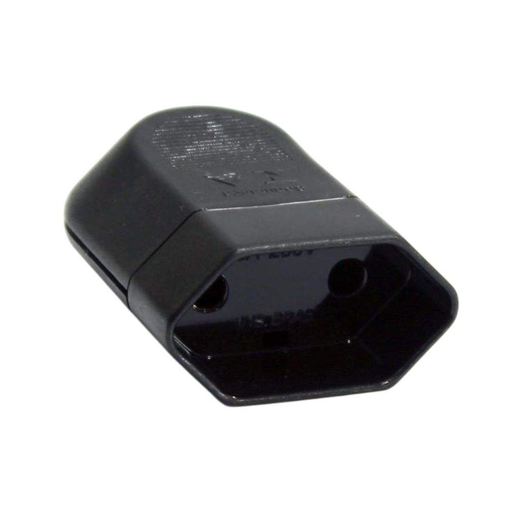 Ficha Alimentaçâo AC Plana Fêmea Preto 10A 250V - (PESS1S-BKP)