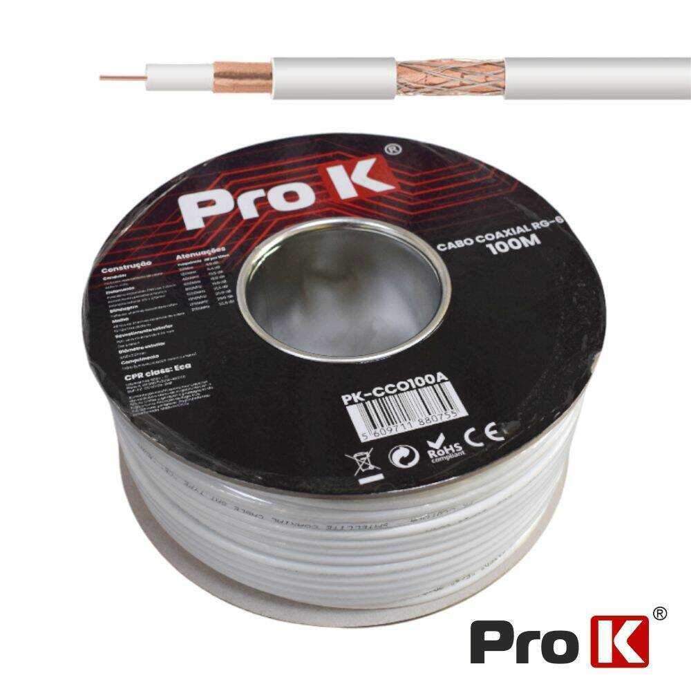 Cabo Coaxial RG6 ITED Branco PROK - (PK-CCO100A)