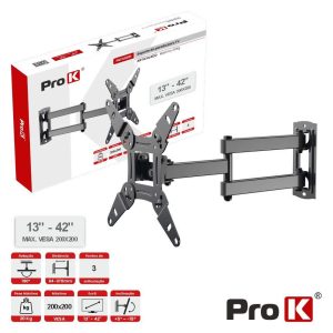 Suporte TV Articulado 3 pontos 13-42" 20kg Vesa 200x200 PROK - (PKFX0201)