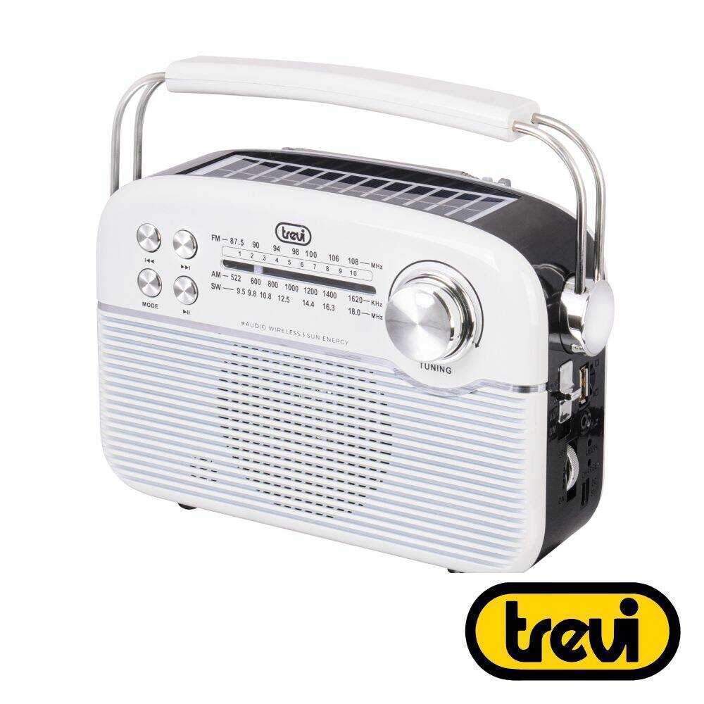 Rádio Portátil AM/FM/SW BT/USB/MicroSD C/ Painel Solar TREVI - (RA7F50BT)