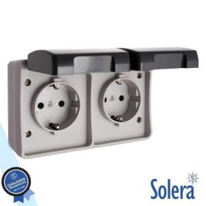 Tomada Elétrica Superfície 2x Schuko VDE IP44 SOLERA - (SLR-3366)