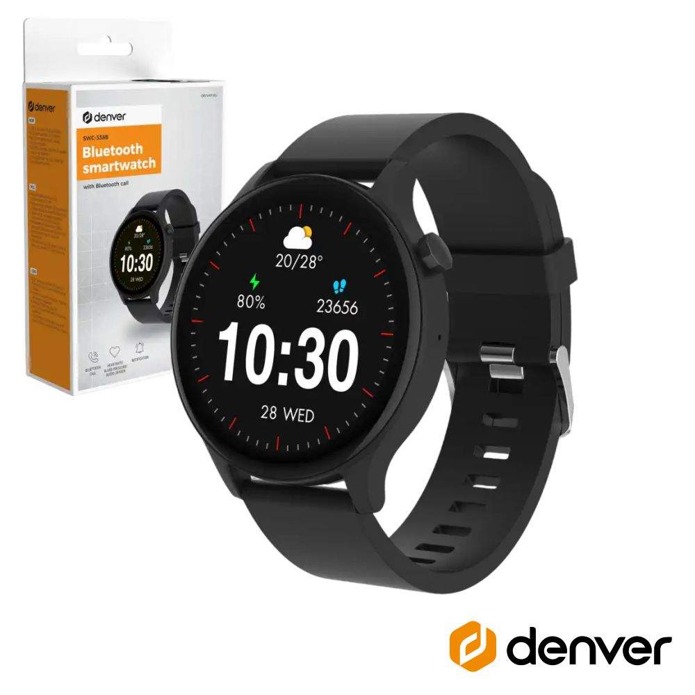 SmartWatch Multifunções P/ Android Ios Preto DENVER - (SWC-338B)