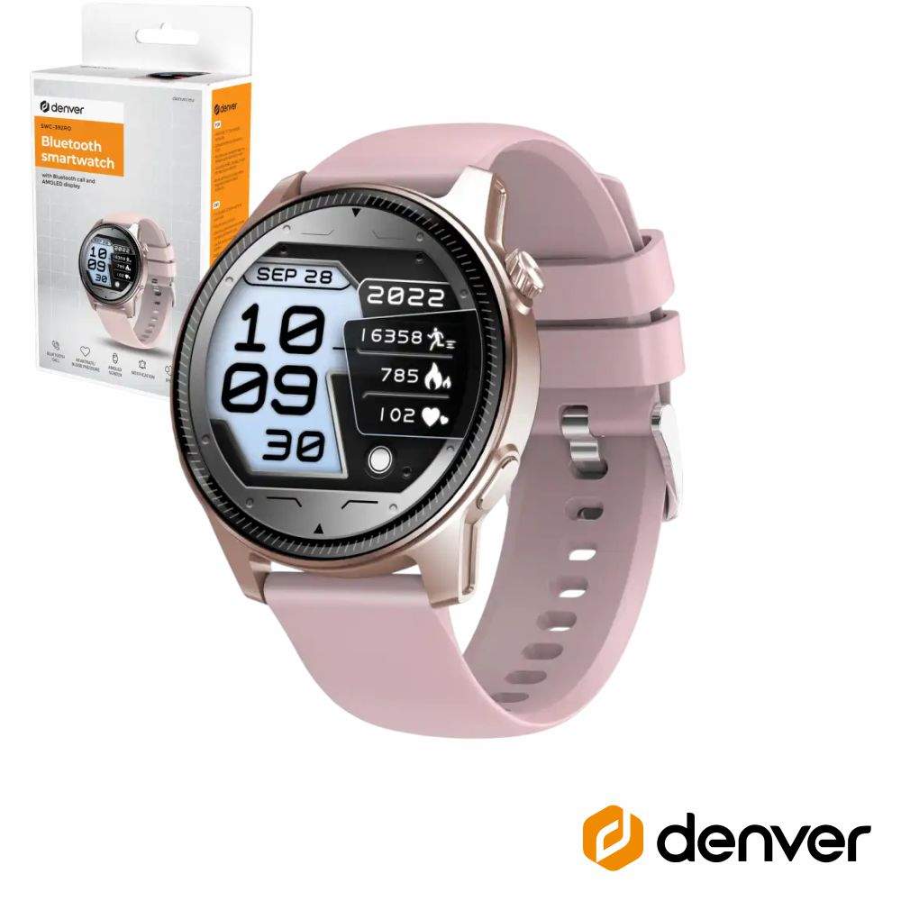 SmartWatch AMOLED P/ Android iOS Rosa IP67 DENVER - (SWC-392RO)