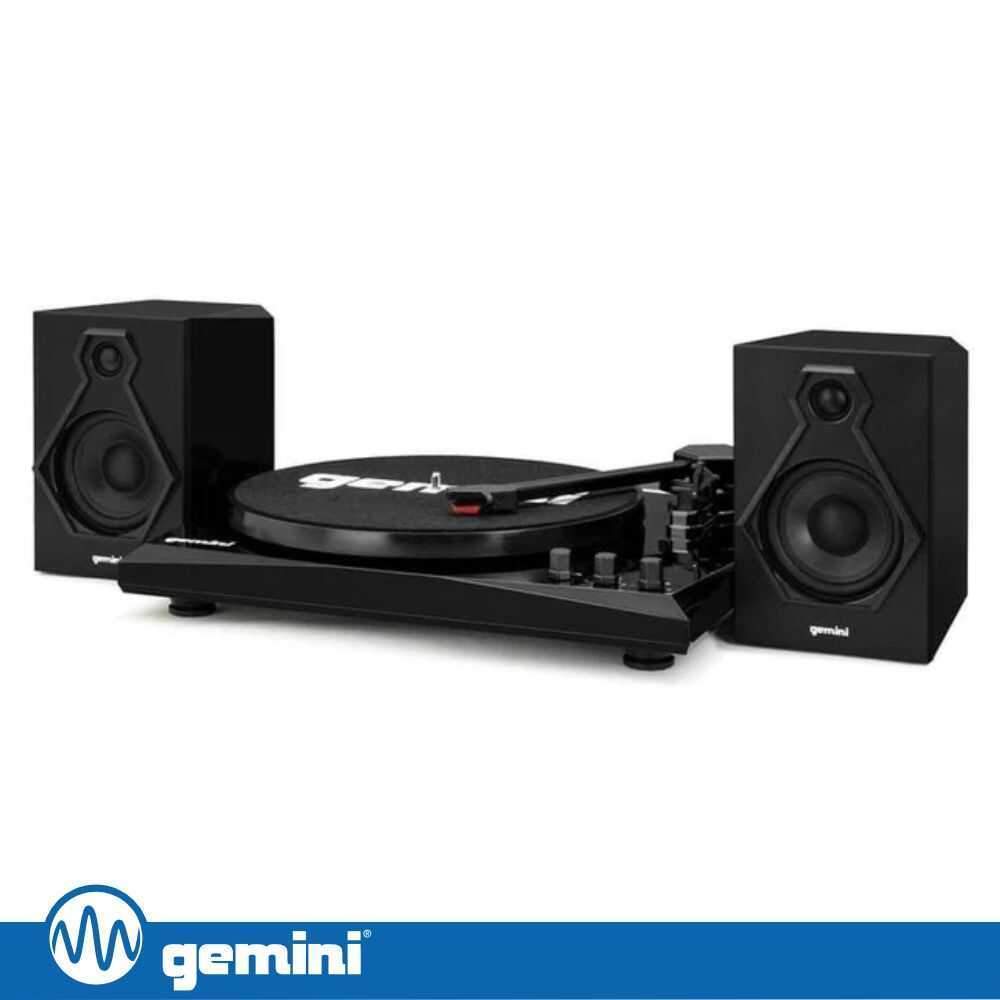 Gira-Discos 33/45/78RPM Preto C/ 2 Colunas GEMINI - (TT-900BB)