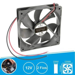Ventilador 12V 120x120x25mm 2 Fios KLD012PP120CSWH LUFT - (VEN12025/12A)