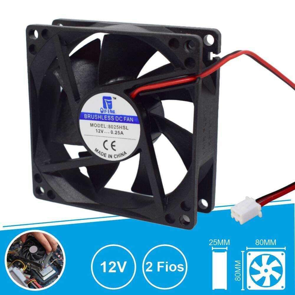 Ventilador 12V 80x80x25mm 2 Fios - (VEN8025/12C)