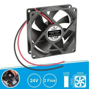 Ventilador 24V 80x80x25mm 2 Fios KLD024PP080CSWH LUFT - (VEN8025/24A)