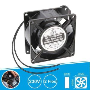 Ventilador 230V 80x80x38mm 2 Fios KLA230AP080ABWH LUFT - (VEN8038/230B)