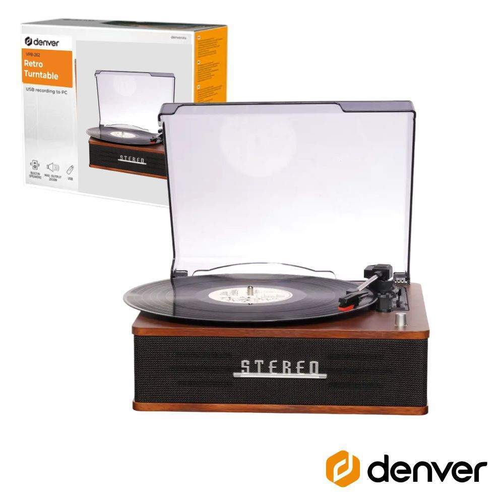 Gira-Discos 33/45/78RPM Vintage 2x20W BT DENVER - (VPB-262)