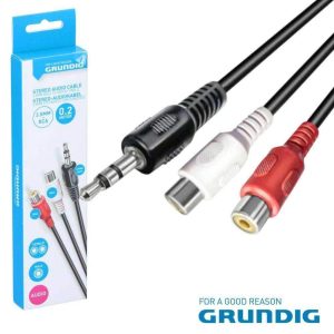 Cabo Jack 3.5mm Macho St / 2-Rca Fêmea 0.20m GRUNDIG - (47217)