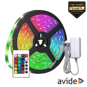 Kit Fita 90 LEDS RGB 12V 3m IP20 C/ Comando AVIDE - (ABLSBL-30RGB20-7W)