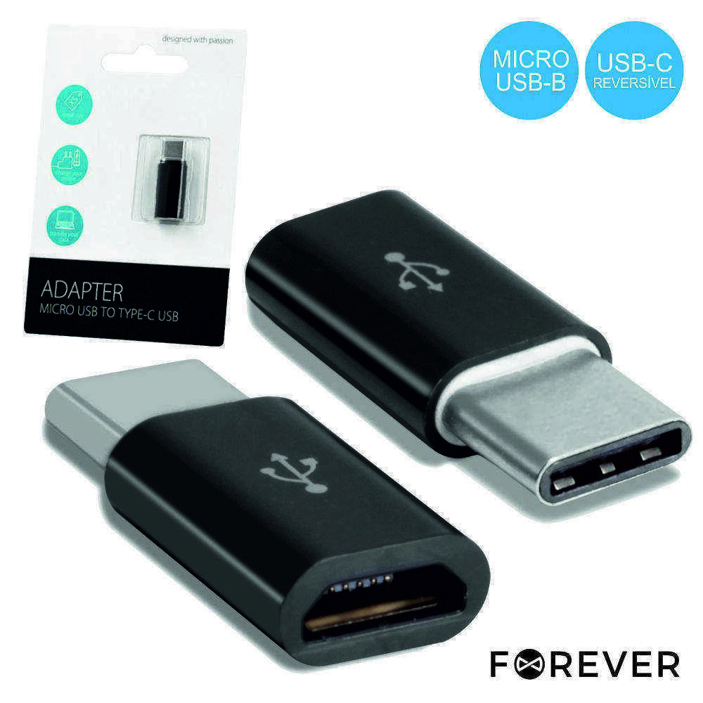Ficha Adaptadora USB-C Macho / Micro USB-B Fêmea - (ADPUSB-MICROB/C)