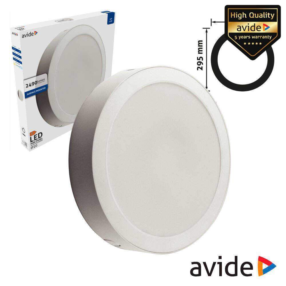 Painel LEDS Redondo Superficie 24W 295mm 6400K 2490lm AVIDE - (AMSPCW-R-24W-PC)
