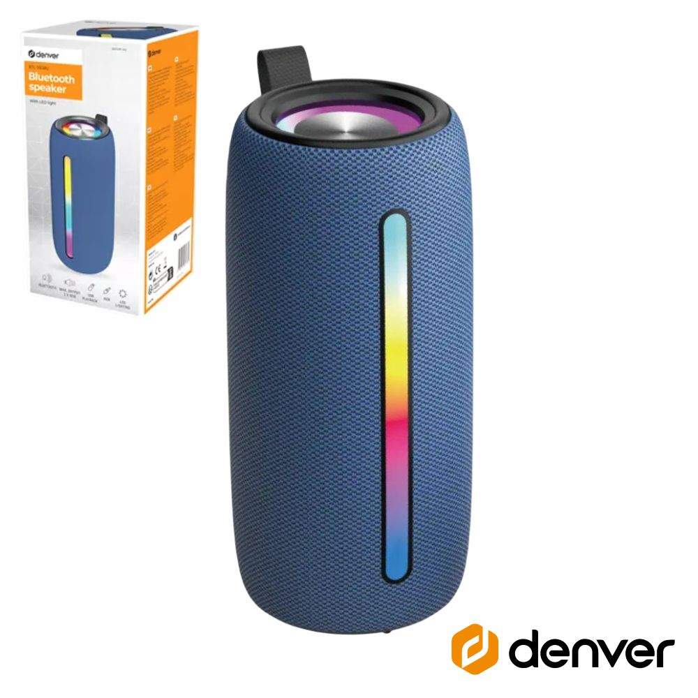 Coluna Bluetooth Portátil RGB TWS/BAT/SD/MP3/USB DENVER - (BTL-360BU)