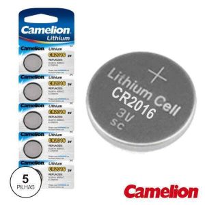 Pilha Lítio Botão Cr2016 3v 75ma 5x Blister CAMELION - (CR2016-BP5)