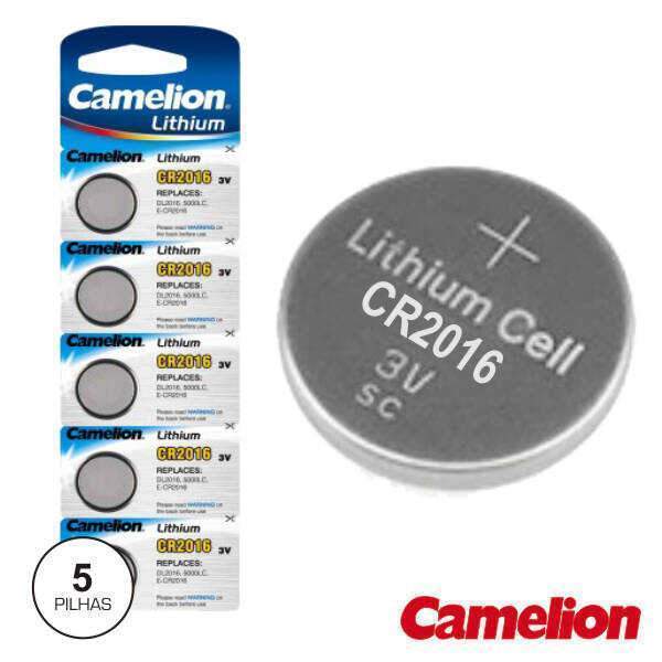 Pilha Lítio Botão Cr2016 3v 75ma 5x Blister CAMELION - (CR2016-BP5)
