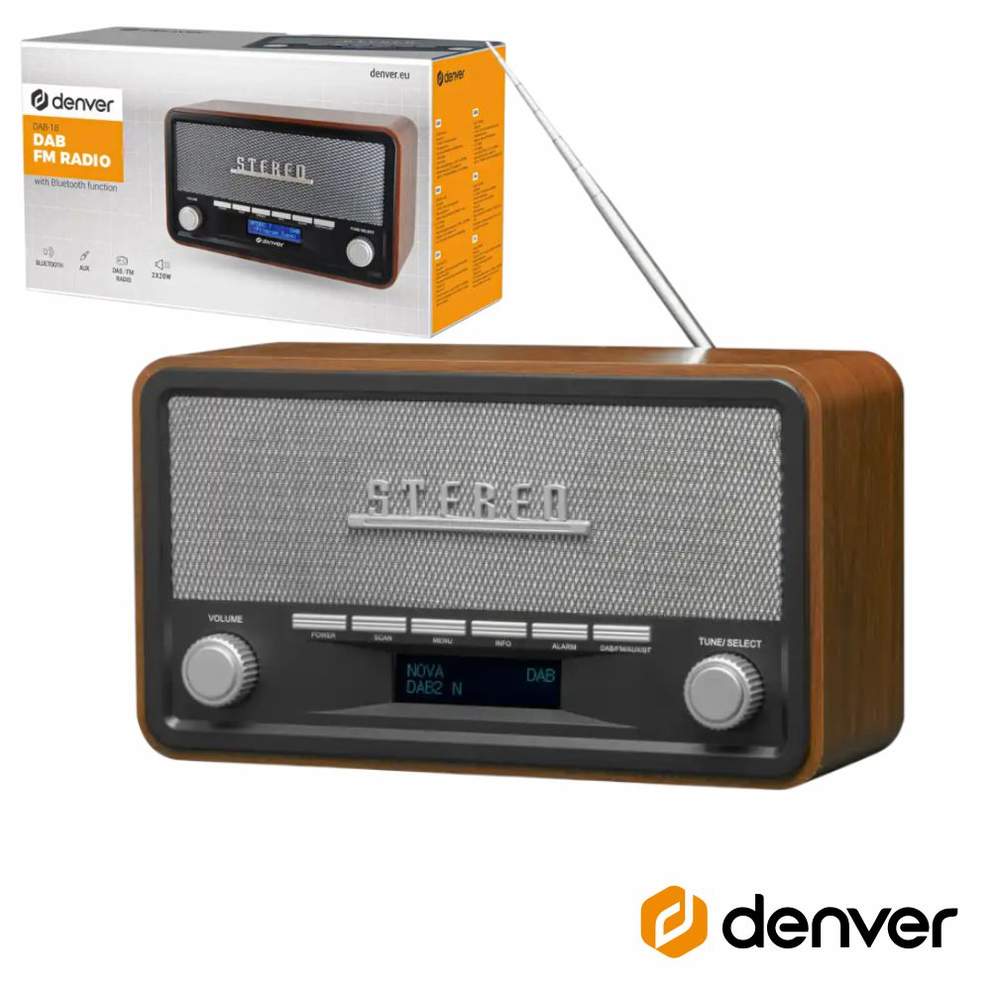Rádio AM/FM/Bluetooth/ Mp3/Aux Vintage DENVER - (DAB-18)