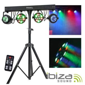 Suporte C/ 2 Projetores Par + 2 MoonfloWer DMX IBIZA - (DJLIGHT60)