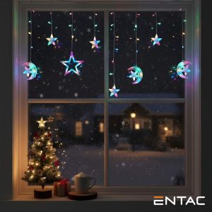 Luzes de Natal 135 LED 2.7W Cortina de Estrelas e Lua 3x07m - (ECCL-135MC-SM)