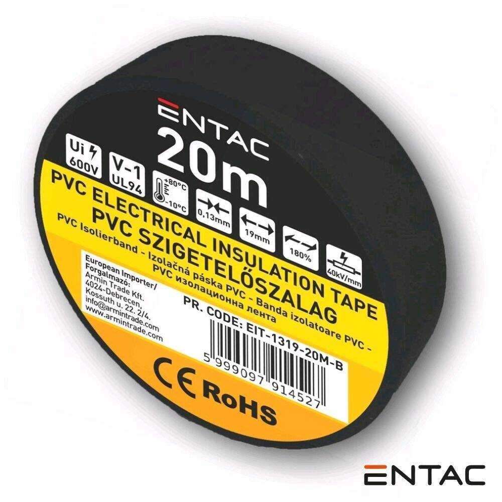 Fita Isoladora Preto 20M ENTAC - (EIT-1319-20M-B)