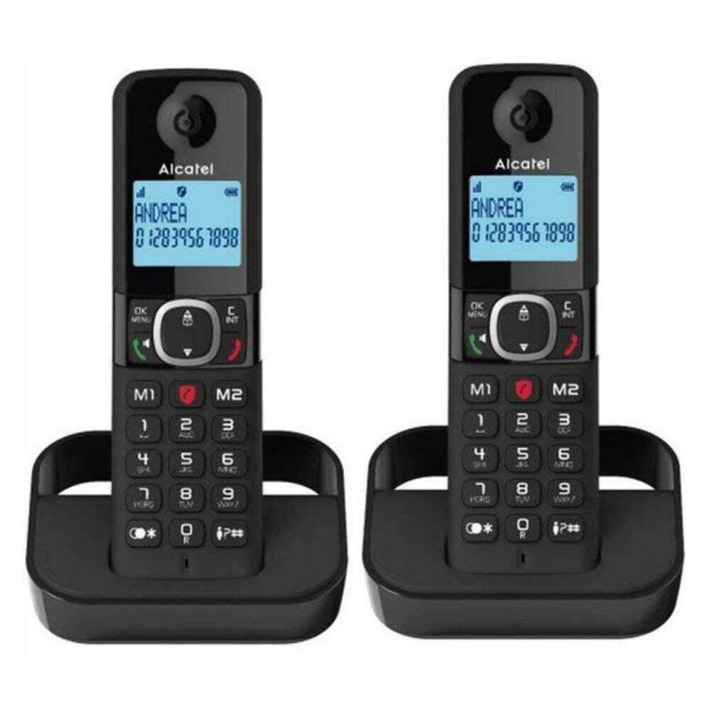 Conjunto 2 Telefones S/ Fios C/ Mãos Livres Preto ALCATEL - (F860-DUO)