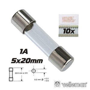 Fusível 5x20 Fusão Rápida 1A (10X) VELLEMAN - (FF1N)