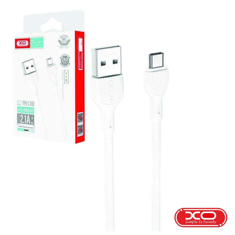 Cabo USB-A Macho / USB-C Macho 2m Branco XO - (NB200-USBC-WH/2)