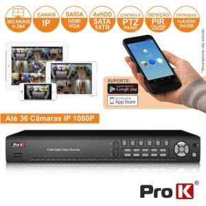 Vídeo-Gravador Digital Ip 36 Canais H264 Ethernet PROK - (NVR36HK)