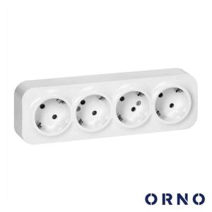 Tomada Elétrica Superfície 4x Schuko ORNO - (OR-OE-7210(GS)/W)