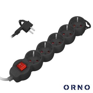 Extensão Elétrica 5x Schuko C/ Interruptor 3m ORNO - (ORAE13150(GS)/B/3)