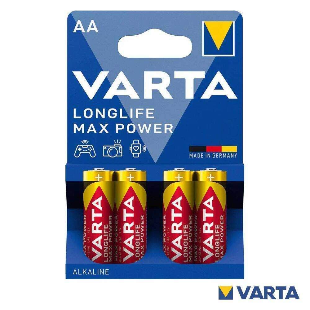 Pilha Alcalina LR6/AA 1.5V 4x Longlife Max Power VARTA - (PAV-LR6/4MAX)