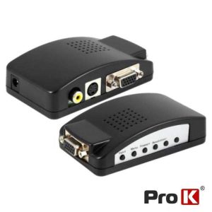 Conversor Vídeo VGA+RCA+SVHS P/ VGA PROK - (PK-RCAVGA)
