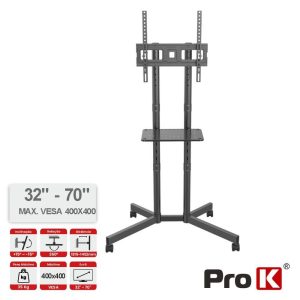 Suporte TV Chão c/ Rodas 32-70" 35kg Vesa 400x400 PROK - (PKFX0502)
