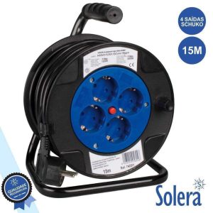 Extensão Elétrica C/ Enrolador 4x Schuko 15m SOLERA - (SLR-7423/2)