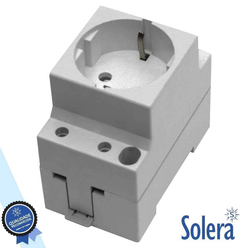 Tomada Elétrica Superfície 1x Schuko P/ Calha DIN SOLERA - (SLR-99)