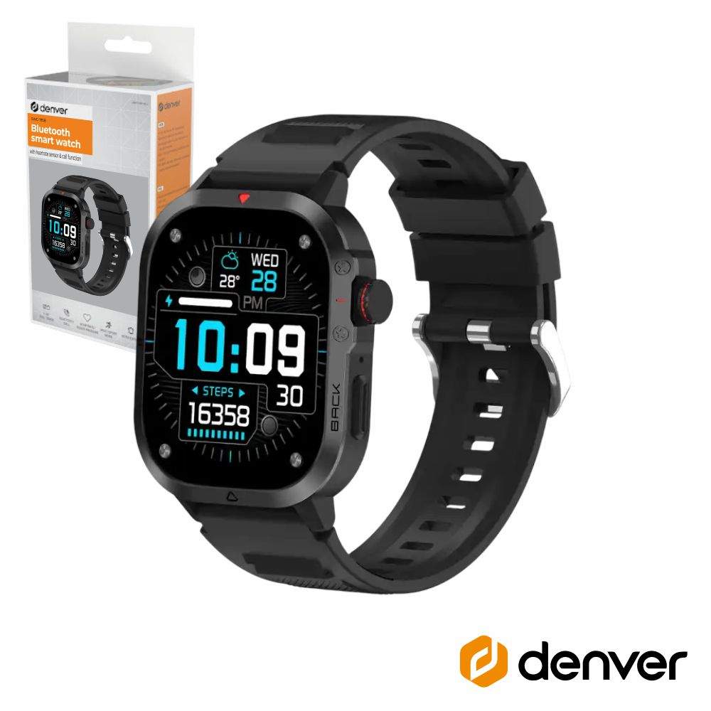 SmartWatch AMOLED 2.04" P/ Android iOS Preto DENVER - (SWC-195B)