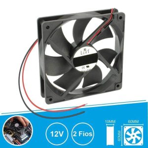 Ventilador 12V 60x60x10mm 2 Fios KLD012PP060GSWH LUFT - (VEN6010/12A)