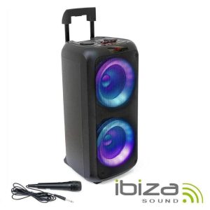 Coluna Amplificada 2X8" USB/SD/AUX/BT LED TWS IBIZA - (VENUS600)