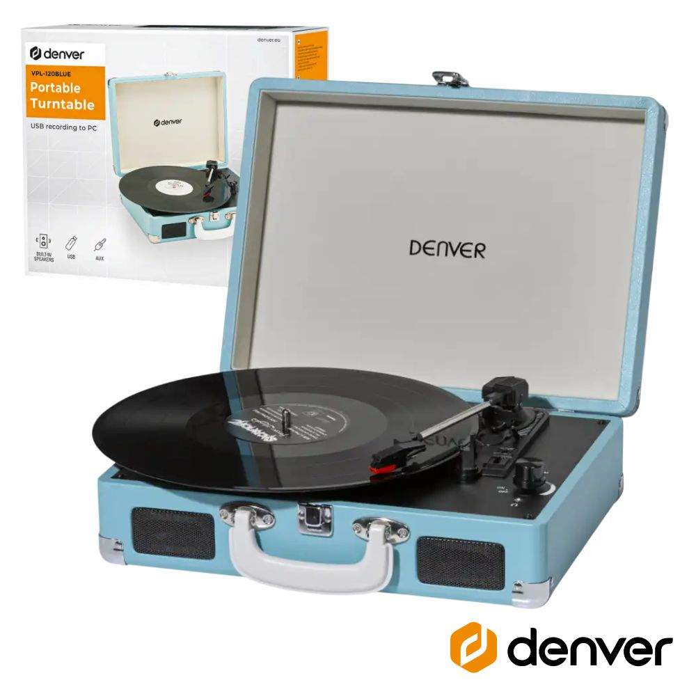 Gira-Discos 33/45/78RPM Vintage 2x10W Azul - (VPL-120BLUE)
